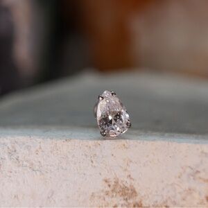Pear CZ - prong set - Threadless Titanium End